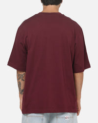 Adidas 3 Stripes Oversized T-Shirt Maroon