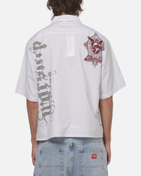 Worship Restraint Box Crop Shirt White Pinstripe