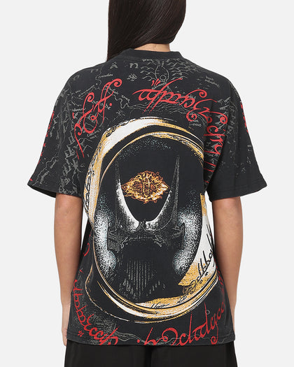 73Studio X Lord Of The Rings Sauron All Over Print T-Shirt Black Acidwash