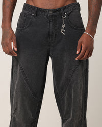 Saint Morta Onyx Panelled Amplus Jeans Black Wash