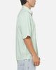 Vouseti Off Court Button Up Shirt Money Green White Stripe