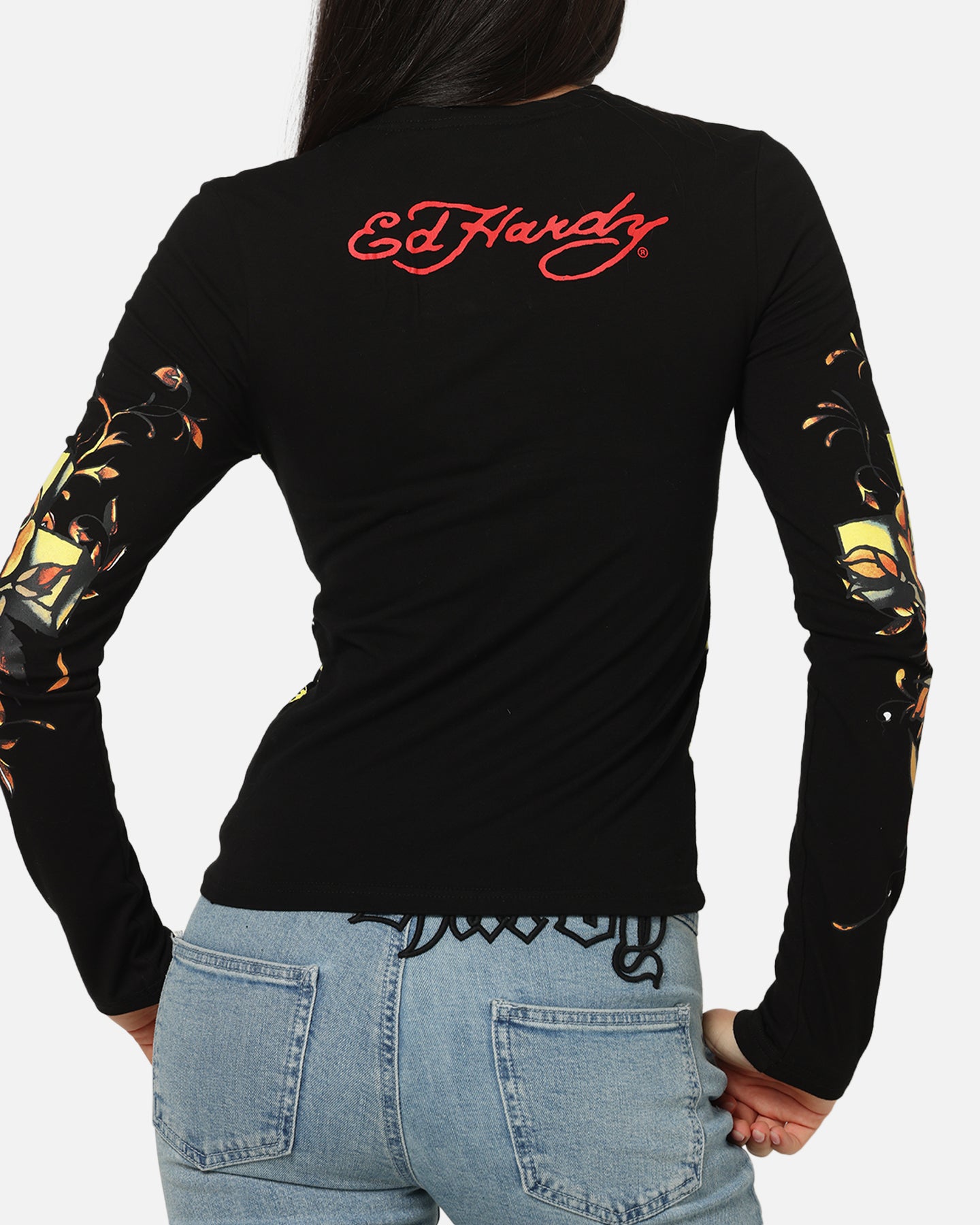Ed Hardy Women's Divine Long Sleeve T-Shirt Black | Culture Kings NZ