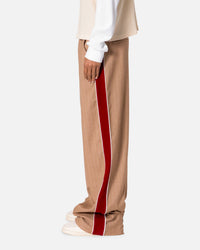 MNML Pinstripe Velvet Trim Pants Tan