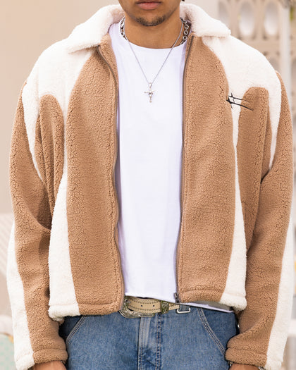 Loiter Spire Fleece Jacket Dark Tan/Ecru