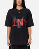 The Anti Order Echo Spray Drop Shoulder T-Shirt Black Acidwash
