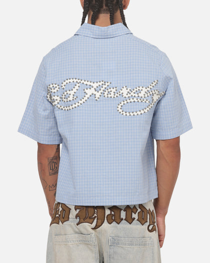 Ed Hardy Vandal Button Up Shirt Blue Check