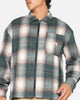 Carre Ombre Zip Up Long Sleeve Shirt Green Plaid