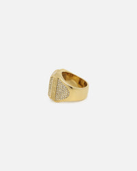 Guess Mainline 14mm Lion Pave Signet Ring Gold