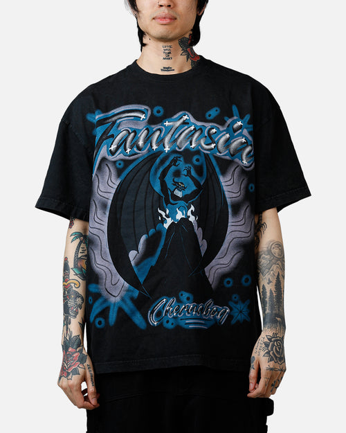 73Studio Disney Fantasia Chernabog Airbrush T-Shirt Black Acidwash