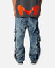 MNML Baggy Rave Cargo Denim Jeans Vintage Blue