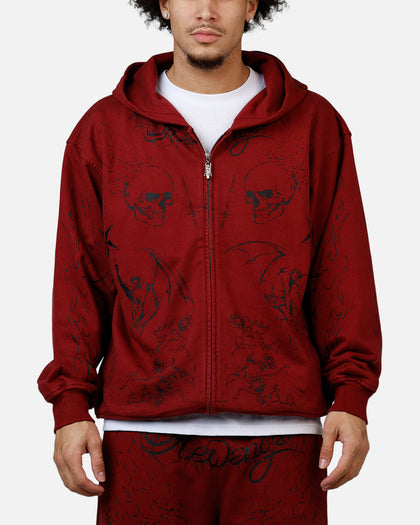 Revenge Tattoo Zip Hoodie Red