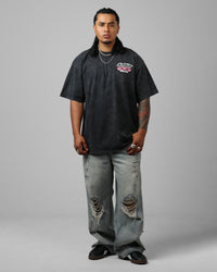 Loiter Cherry Pick Drop T-Shirt Black Acidwash