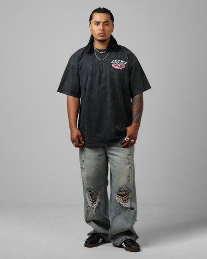 Loiter Cherry Pick Drop T-Shirt Black Acidwash