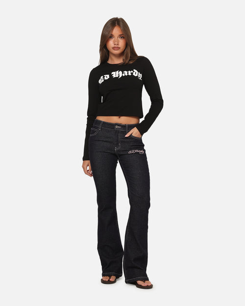 Ed Hardy Women's Rose Bootcut Jeans Raw Indigo