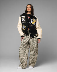 Loiter Heaven Varsity Jacket Black/Off White