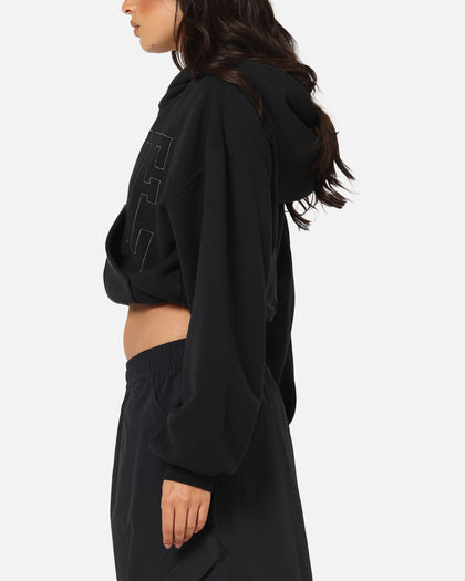 Nike Women's Sportswear Full-Zip Cropped French Terry Hoodie Black
