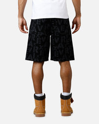 Avirex Monogram Denim Shorts Black