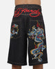 Ed Hardy Dragon Wide Leg Jorts Indigo Denim