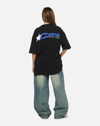 Carre Star Mark T-Shirt Black Acidwash