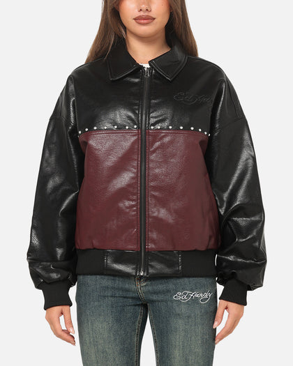 Ed Hardy Voltage Bomber Jacket Black/Burgundy