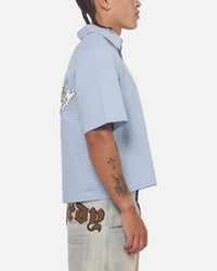 Ed Hardy Vandal Button Up Shirt Blue Check