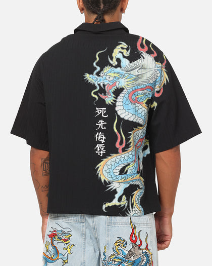 Ed Hardy Dragon Button Up Shirt Charcoal