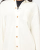 XXIII Zyair Knit Rib Long Sleeve Button Up Shirt Cream