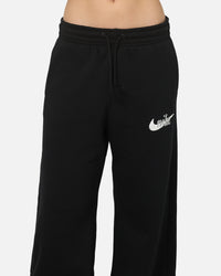 Nike Women's Sportswear Phoenix Fleece High-Waisted Wide-Leg Logo Pants Black/Summit White