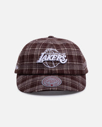 Mitchell & Ness Los Angeles Lakers 'Checked Letter' Legacy Low Profile Snapback Brown
