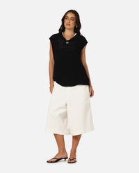XXIII Wide Leg Denim Shorts Off White