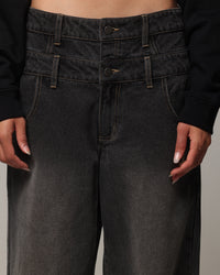 Loiter Star Layered Jeans Vintage Black