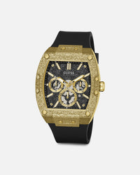 Guess Mainline Phoenix Frost Gold And Black Silicone Bracelet Watch Black/Gold
