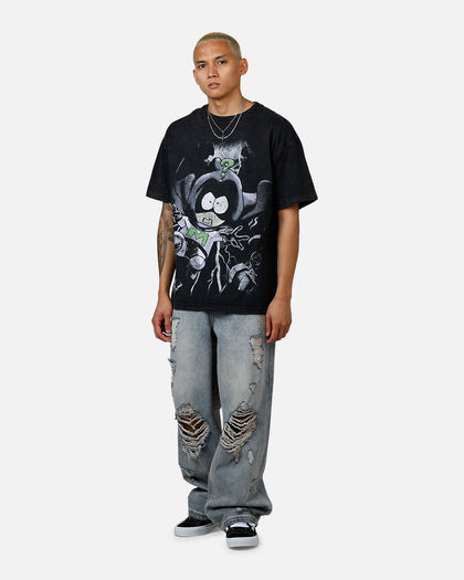 73Studio x South Park Mysterion Heavyweight T-Shirt Black Acidwash