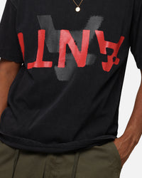 The Anti Order Echo Spray Drop Shoulder T-Shirt Black Acidwash