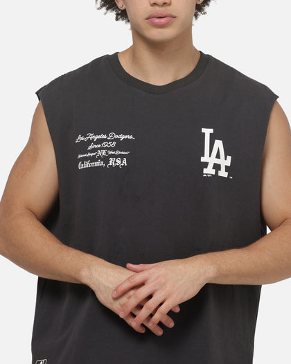 Majestic Athletic Los Angeles Dodgers Blackletter Script Box Muscle T-Shirt Washed Black