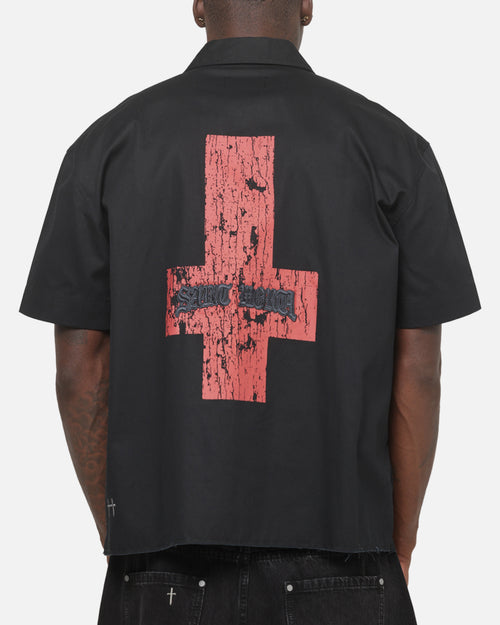 Saint Morta Saints Marked Button Up Shirt Washed Black