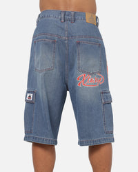 X-Large Oval Baggy Cargo Denim Shorts Indigo Blue