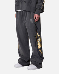 MNML Gold Foil Tribal Sweatpants Washed Black