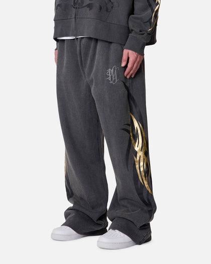 MNML Gold Foil Tribal Sweatpants Washed Black