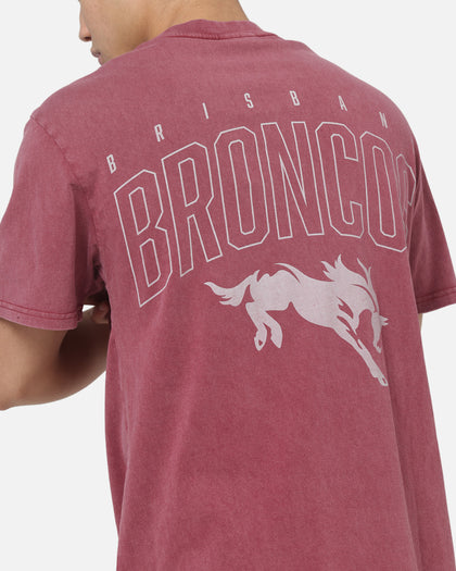 Bleacher Athletic Brisbane Broncos NRL Attrition Washed T-Shirt Burgundy