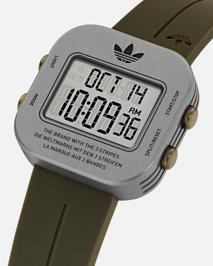 Adidas Gunmetal Aluminum Case Dial Green Silicone Strap Watch Green