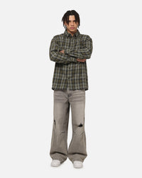 Saint Morta Credo Plaid Long Sleeve Button Up Shirt Green-plaid