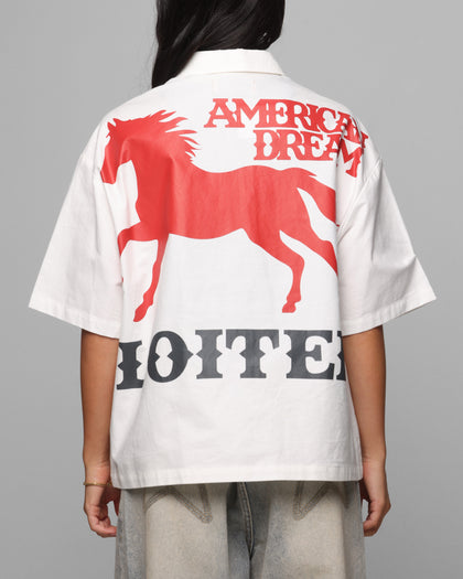 Loiter Rodeo Zip Up Shirt Off White