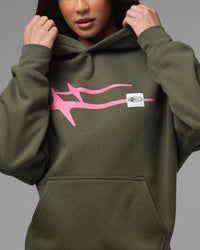 Loiter Hybrid Premium Hoodie Olive/Pink