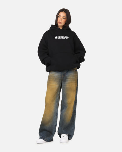 Saint Morta Gothic Stack Boxy Hoodie Black