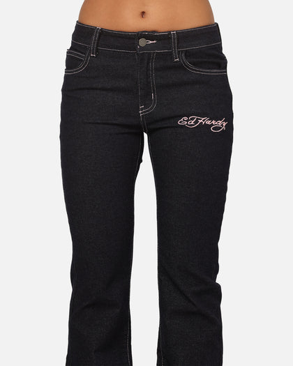 Ed Hardy Women's Rose Bootcut Jeans Raw Indigo