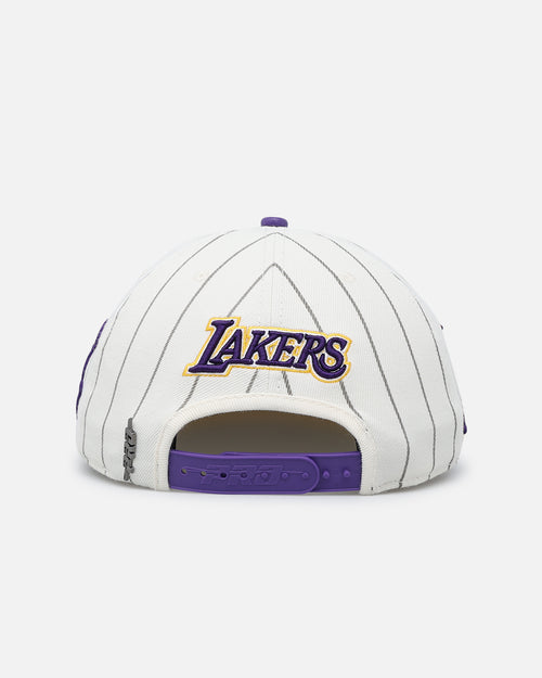 Pro Standard Los Angeles Lakers Pinstripe Wool Snapback Eggshell/Yellow