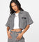 X-Girl Women's Peels Zip Up Cropped T-Shirt Navy