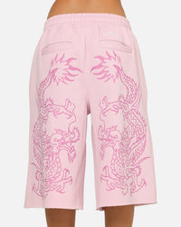 Ed Hardy Double Dragon Applique Shorts Pink