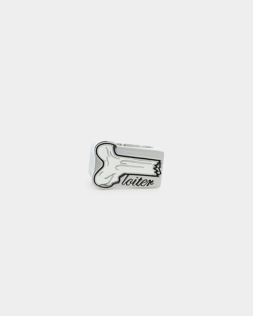 Loiter Breaking Bones Ring Silver/Black